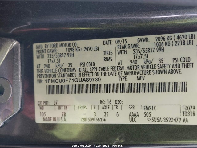 Ford ESCAPE S 2016 1FMCU0F71GUA89730 Image 9