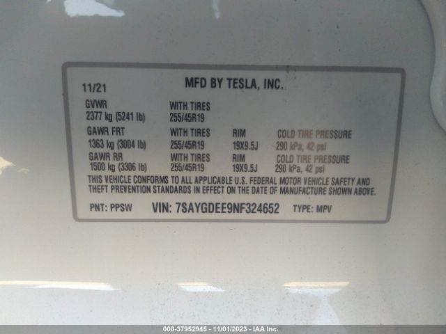 7SAYGDEE9NF324652 Tesla Model Y Long Range