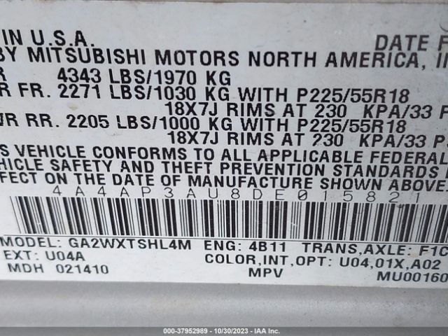2013 MITSUBISHI OUTLANDER SPORT 4A4AP3AU8DE015821 Photo 8