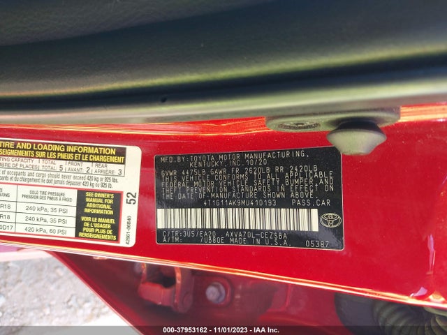 2021 TOYOTA CAMRY 4T1G11AK9MU410193 Photo 8