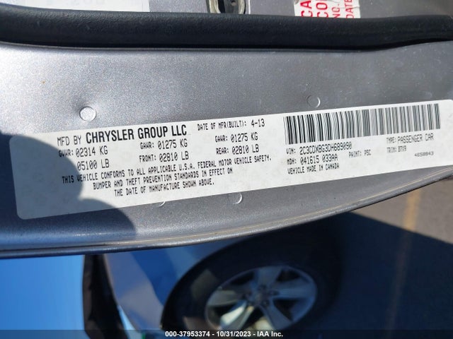 2013 DODGE CHARGER SE VIN: 2C3CDXBG3DH689090