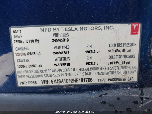 5YJSA1E12HF191706 Tesla Model S 60/75