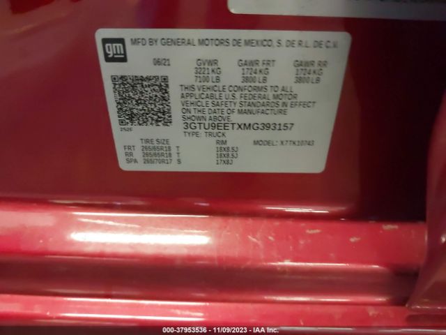 3GTU9EETXMG393157 GMC Sierra 1500 4wd  Standard Box At4