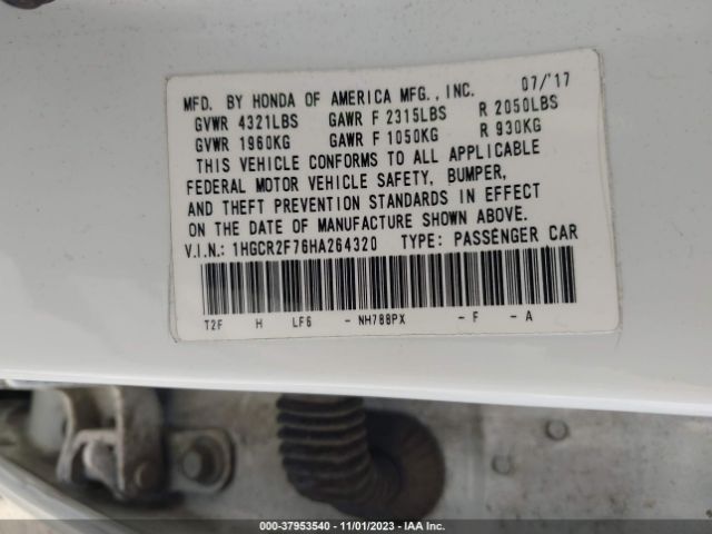 1HGCR2F76HA264320 Honda ACCORD EX