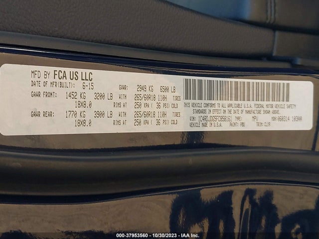 Dodge DURANGO LIMITED 2015 1C4RDJDG5FC858161 Image 9