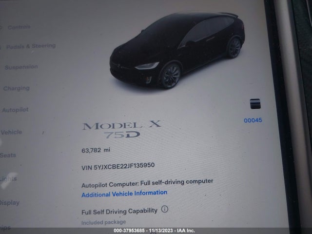 5YJXCBE22JF135950 Tesla Model X 75d/p100d/100d
