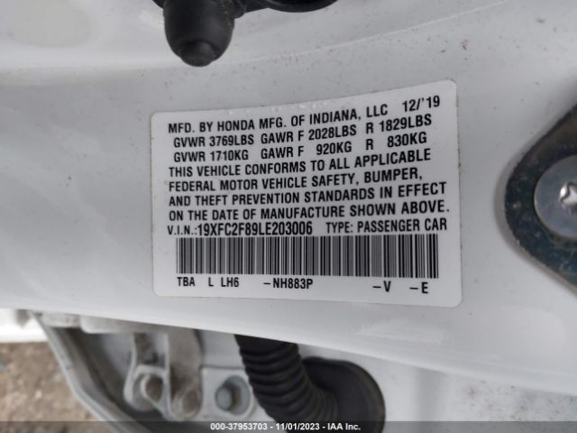 19XFC2F89LE203006 Honda Civic Sedan Sport