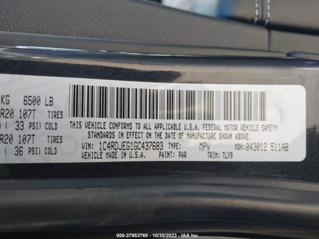 1C4RDJEG1GC437683 Dodge Durango Citadel