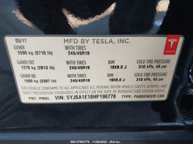 5YJSA1E18HF196778 Tesla Model S 60/75