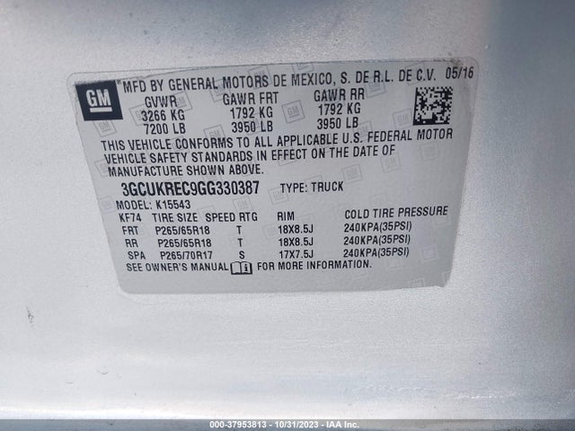 Chevrolet Silverado 1500 Lt 2016 3GCUKREC9GG330387 Image 9