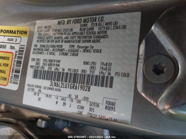 3LN6L2LU1GR619028 Lincoln MKZ HYBRID