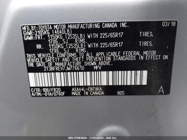 Toyota RAV4 LE 2018 2T3BFREV7JW776610 Image 9