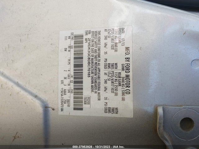 2013 FORD EDGE SE VIN: 2FMDK3GC8DBC70185
