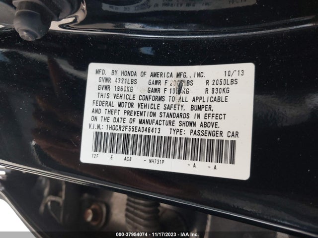 Honda Accord Sport 2014 1HGCR2F55EA046413 Image 9