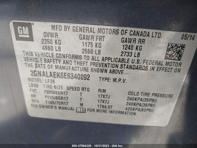 Chevrolet EQUINOX LS 2014 2GNALAEK6E6340092 Image 9