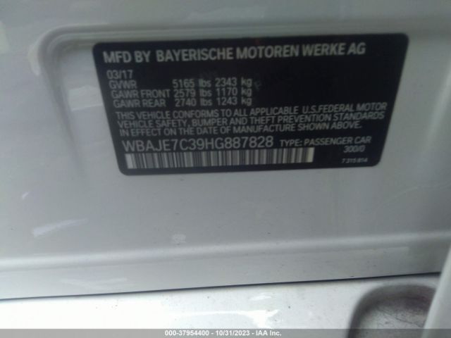 2017 BMW 540I WBAJE7C39HG887828 Photo 8