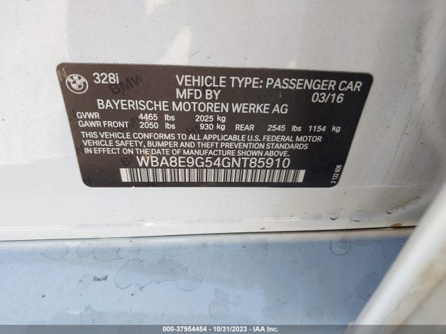 WBA8E9G54GNT85910 BMW 328I