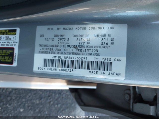 2013 MAZDA MAZDA3 I SPORT VIN: JM1BL1UP6D1765291