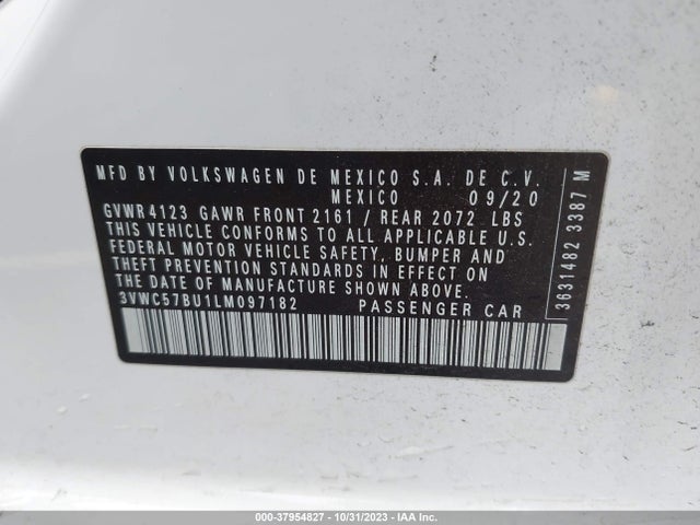 2020 VOLKSWAGEN JETTA 1.4T R-LINE/1.4T S/1.4T SE VIN: 3VWC57BU1LM097182