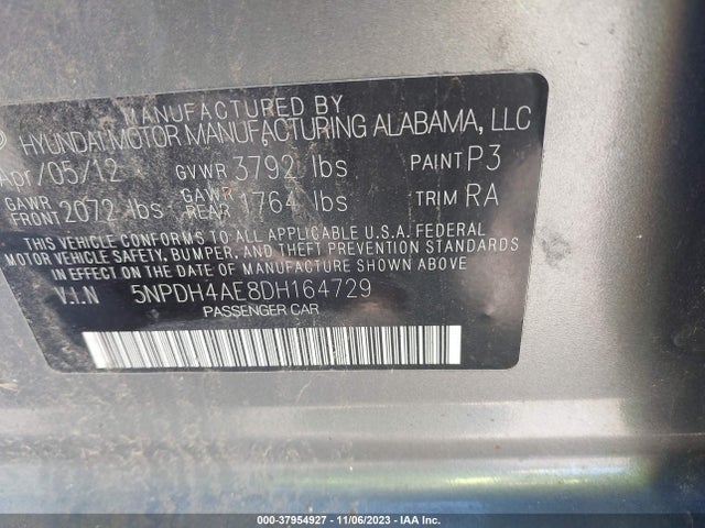 Продаж на аукціоні авто 2013 Hyundai Elantra Gls, vin: 5NPDH4AE8DH164729, номер лоту: 37954927
