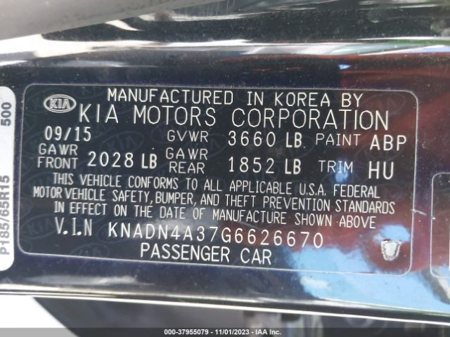 KNADN4A37G6626670 KIA RIO EX