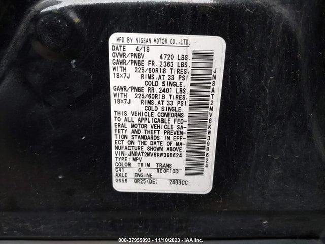 Nissan ROGUE SV 2019 JN8AT2MV6KW398624 Image 9
