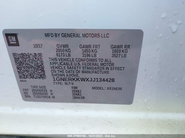 Chevrolet Traverse Premier 2018 1GNERKKWXJJ134428 Image 9