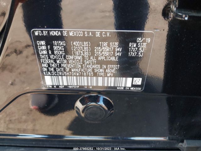3CZRU5H70KM718765 Honda Hr-v Ex-l