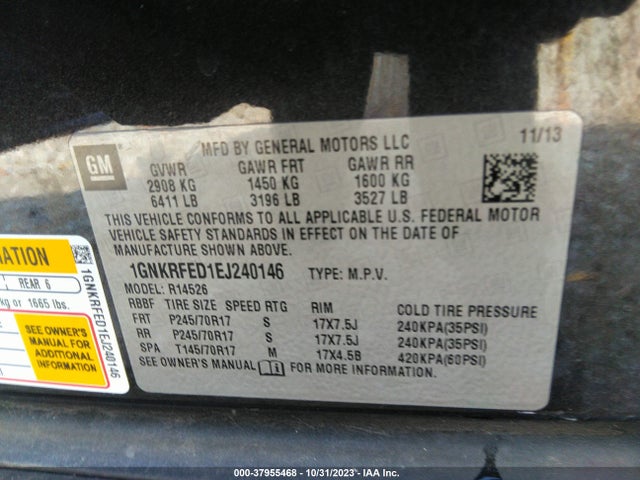 Chevrolet Traverse Ls 2014 1GNKRFED1EJ240146 Image 9