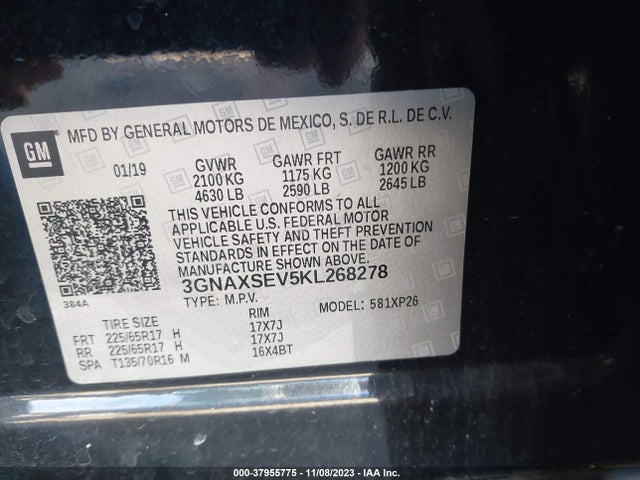Chevrolet EQUINOX LS 2019 3GNAXSEV5KL268278 Image 9