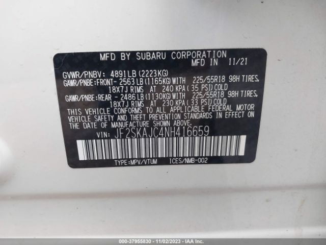 JF2SKAJC4NH416659 Subaru Forester Sport