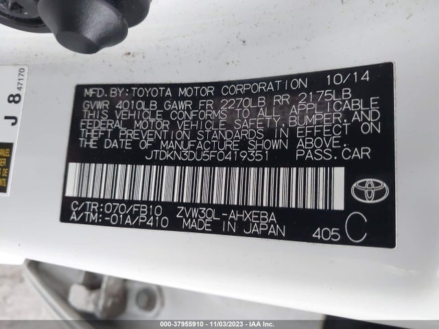 Toyota Prius Three 2015 JTDKN3DU5F0419351 Image 9