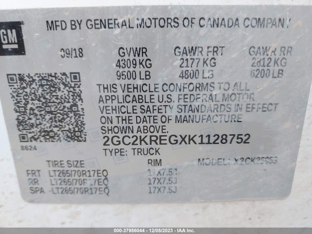 Chevrolet Silverado 2500hd Wt 2019 2GC2KREGXK1128752 Image 9