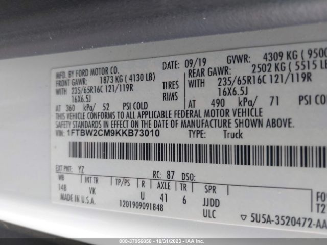 1FTBW2CM9KKB73010 Ford Transit-350