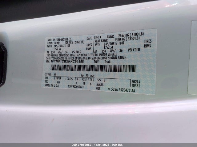 Ford F-150 Xl 2019 1FTMF1CBXKKC91858 Image 9