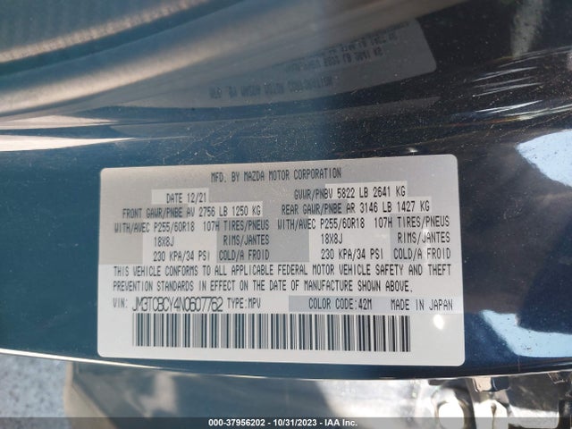 Mazda Cx-9 Touring 2022 JM3TCBCY4N0607762 Image 9