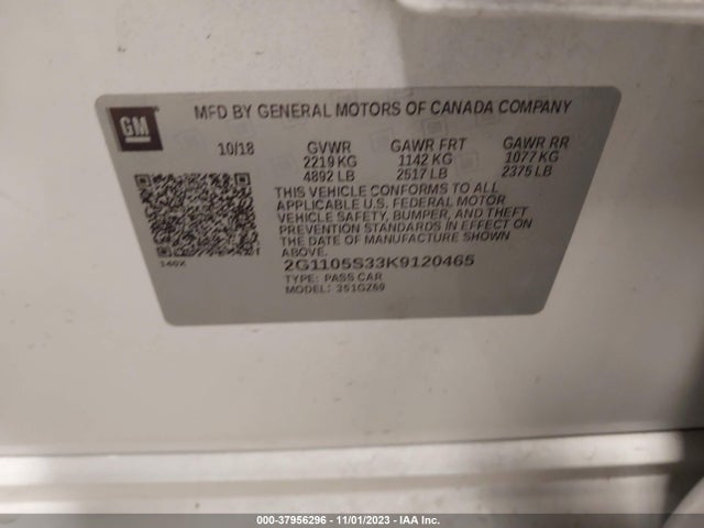 Chevrolet Impala Premier 2019 2G1105S33K9120465 Image 9