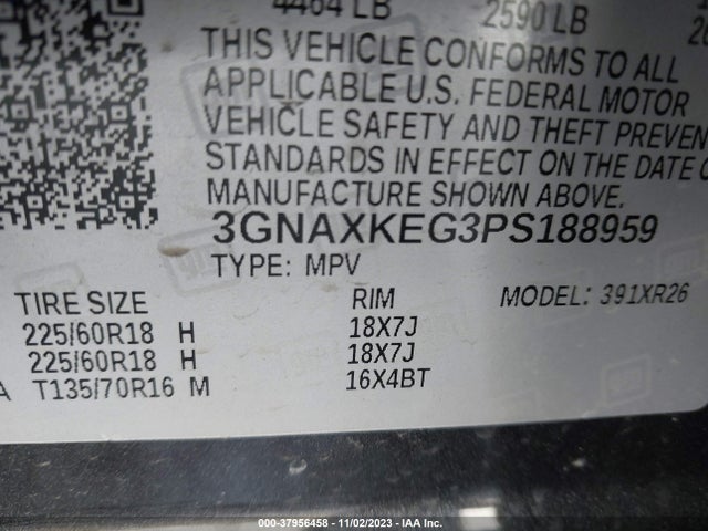 2023 CHEVROLET EQUINOX FWD LT VIN: 3GNAXKEG3PS188959