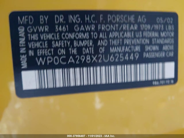 2002 PORSCHE BOXSTER WP0CA298X2U625449 Photo 8