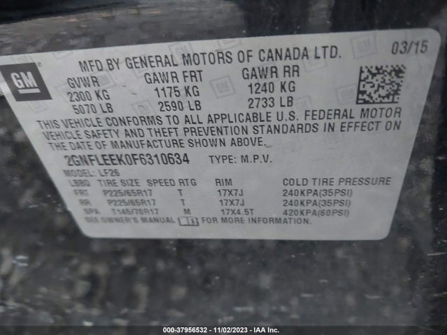 Chevrolet EQUINOX LS 2015 2GNFLEEK0F6310634 Image 9