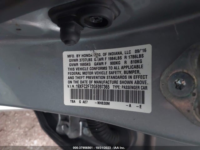 Honda CIVIC EX 2016 19XFC2F72GE097365 Image 9