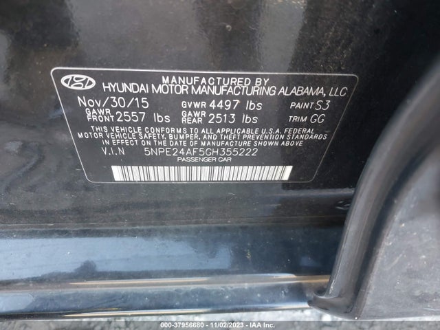 Hyundai SONATA SE 2016 5NPE24AF5GH355222 Image 9