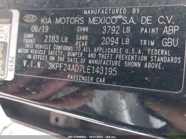 3KPF24AD7LE143195 KIA Forte Lxs