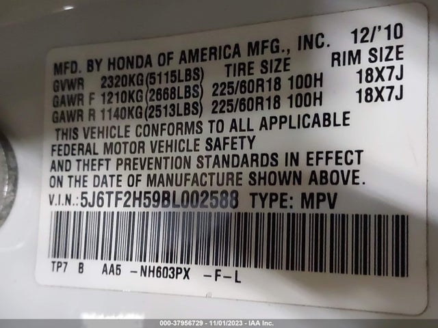 Aukcja sprzedaży 2011 Honda Accord Crosstour Ex-l, vin: 5J6TF2H59BL002588, numer aukcji: 37956729