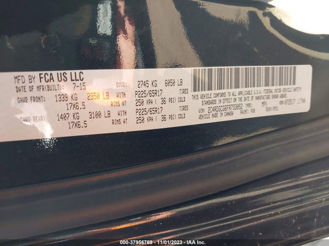 Dodge Grand Caravan Sxt 2015 2C4RDGCG6FR733052 Image 9