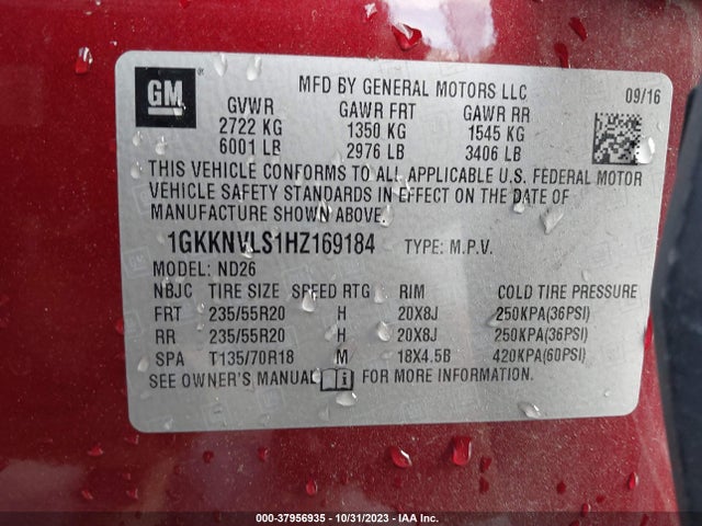 GMC Acadia Slt-1 2017 1GKKNVLS1HZ169184 Image 9