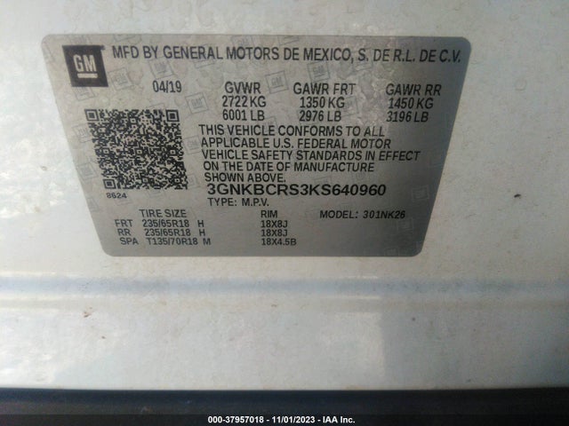 Chevrolet Blazer 2019 3GNKBCRS3KS640960 Image 9
