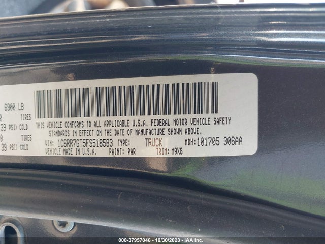 RAM 1500 Big Horn 2015 1C6RR7GT5FS518583 Image 9