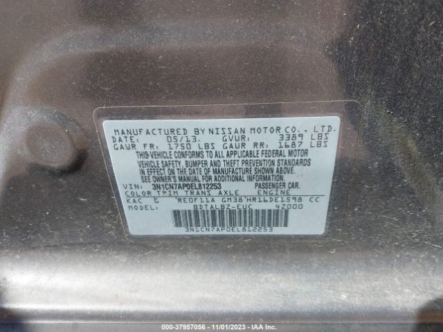 3N1CN7AP0EL812253 Nissan VERSA SV