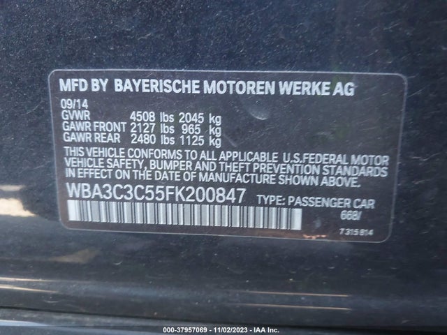 2015 BMW 320I XDRIVE VIN: WBA3C3C55FK200847